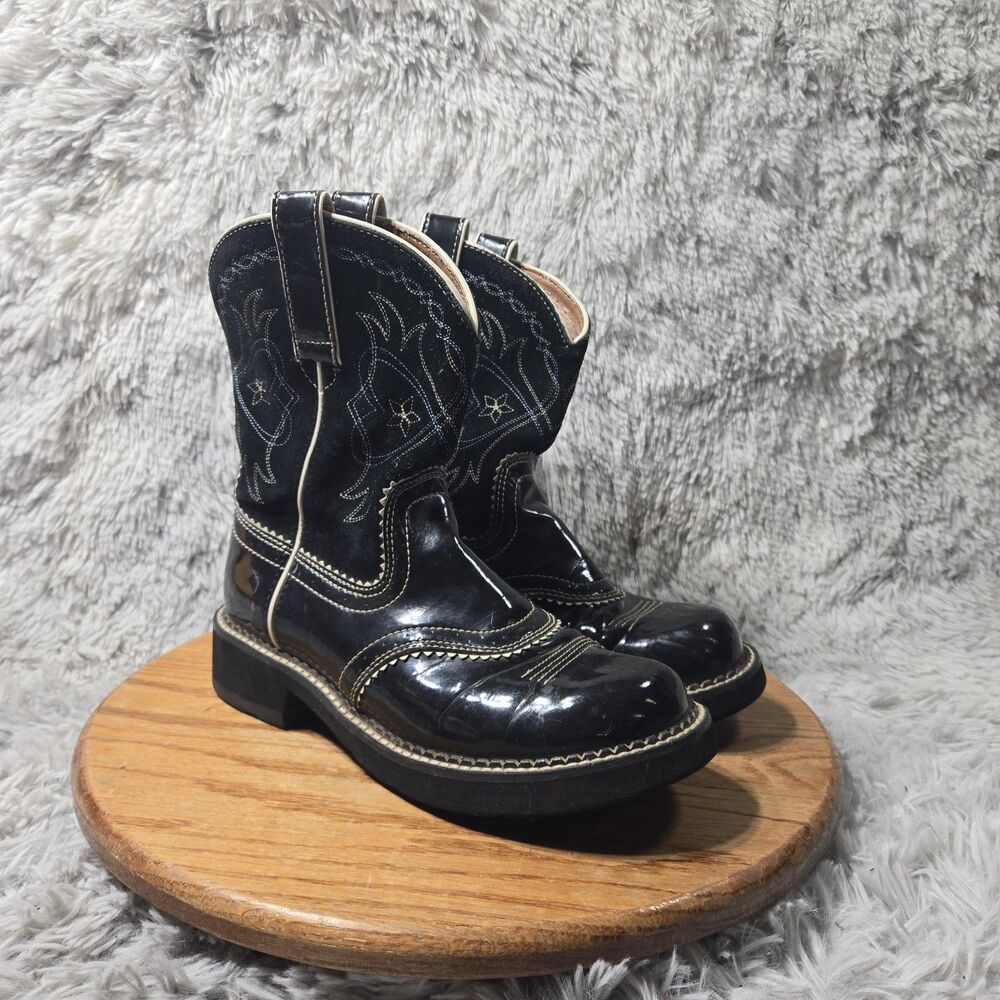 Ariat ProBaby Womens Black Round Toe Western Cowboy Boot Leather Size 8.5B